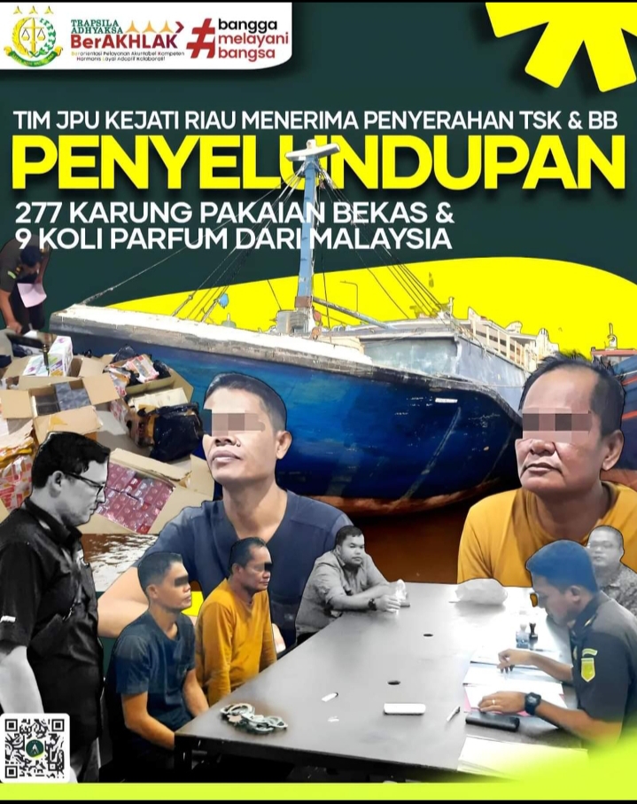 JPU Kejati Riau dan Kejari Dumai Terima Penyerahan Tersangka dan BB Tahap II Perkara Dugaan Tindak Pidana Kepabean